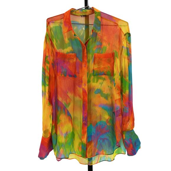 Ser.O.Ya 'Willow' Yellow Silk Blouse Size M - Picture 2 of 4